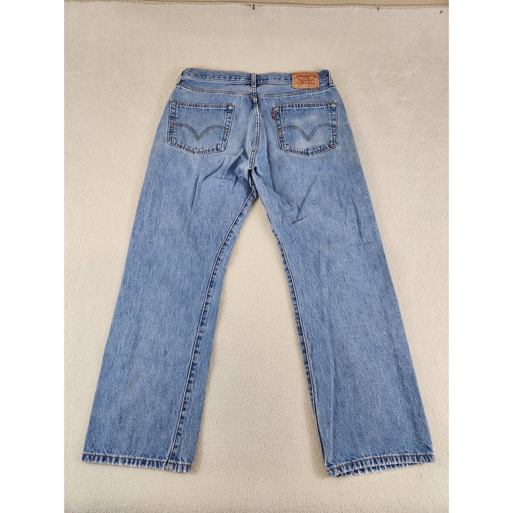VTG Men's Levis 501 Buttonfly Blue Jeans Tag Size 36x30 Distressed - Picture 2 of 11
